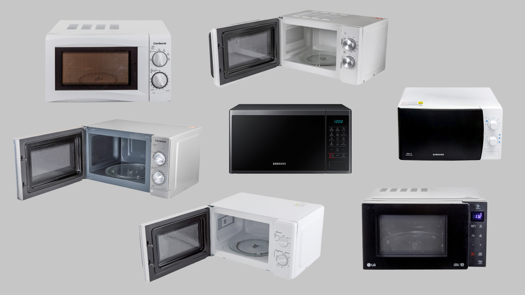Algunos microondas, analizados por la OCU, que han entrado en el ranking de los 12 mejores por menos de 100 euros.