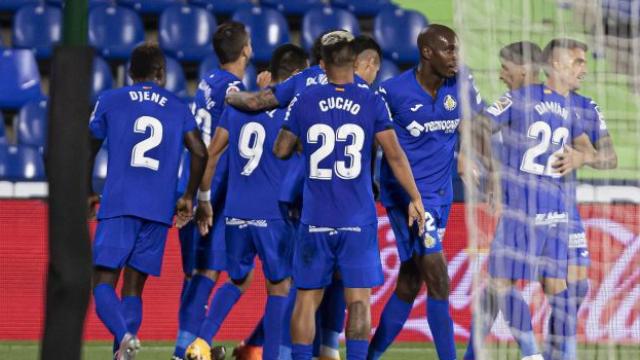 Piña de los jugadores del Getafe en La Liga 2020/2021