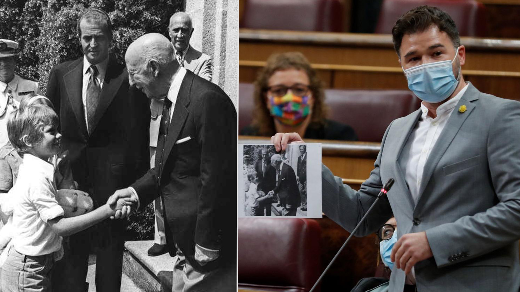 Gabriel Rufián, portavoz de ERC en el Congreso, ha exhibido la foto este miércoles.