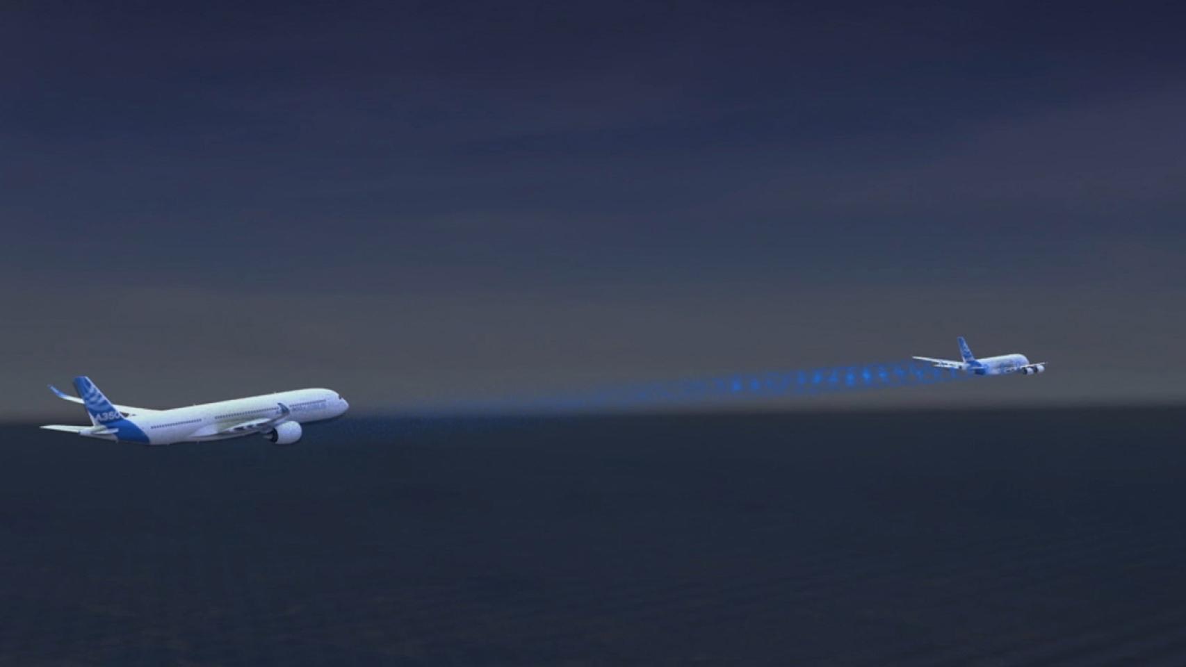 Así aprovecha Airbus el 'rebufo' de los aviones para ahorrar combustible y reducir emisiones