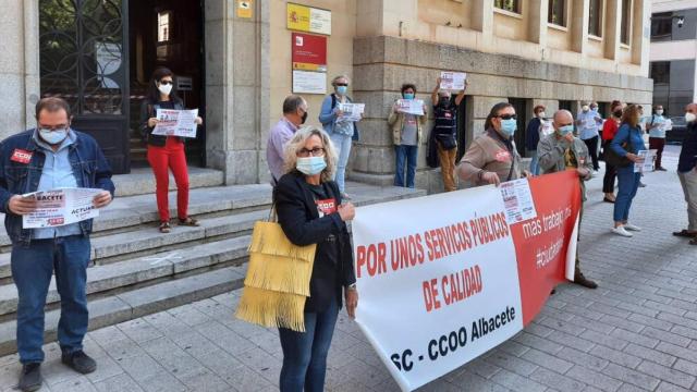 Una imagen de la protesta que ha tenido lugar en Albacete