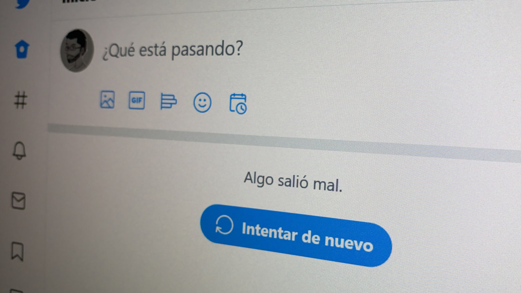Mensaje de error en Twitter