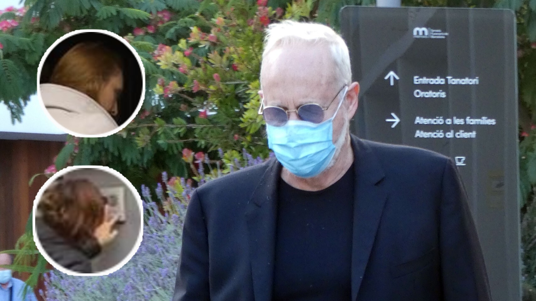 Josep María Mainat en una imagen reciente. En el círculo superior Alinka, la ex novia de Gabriel, en el de abajo, el supuesto escort.