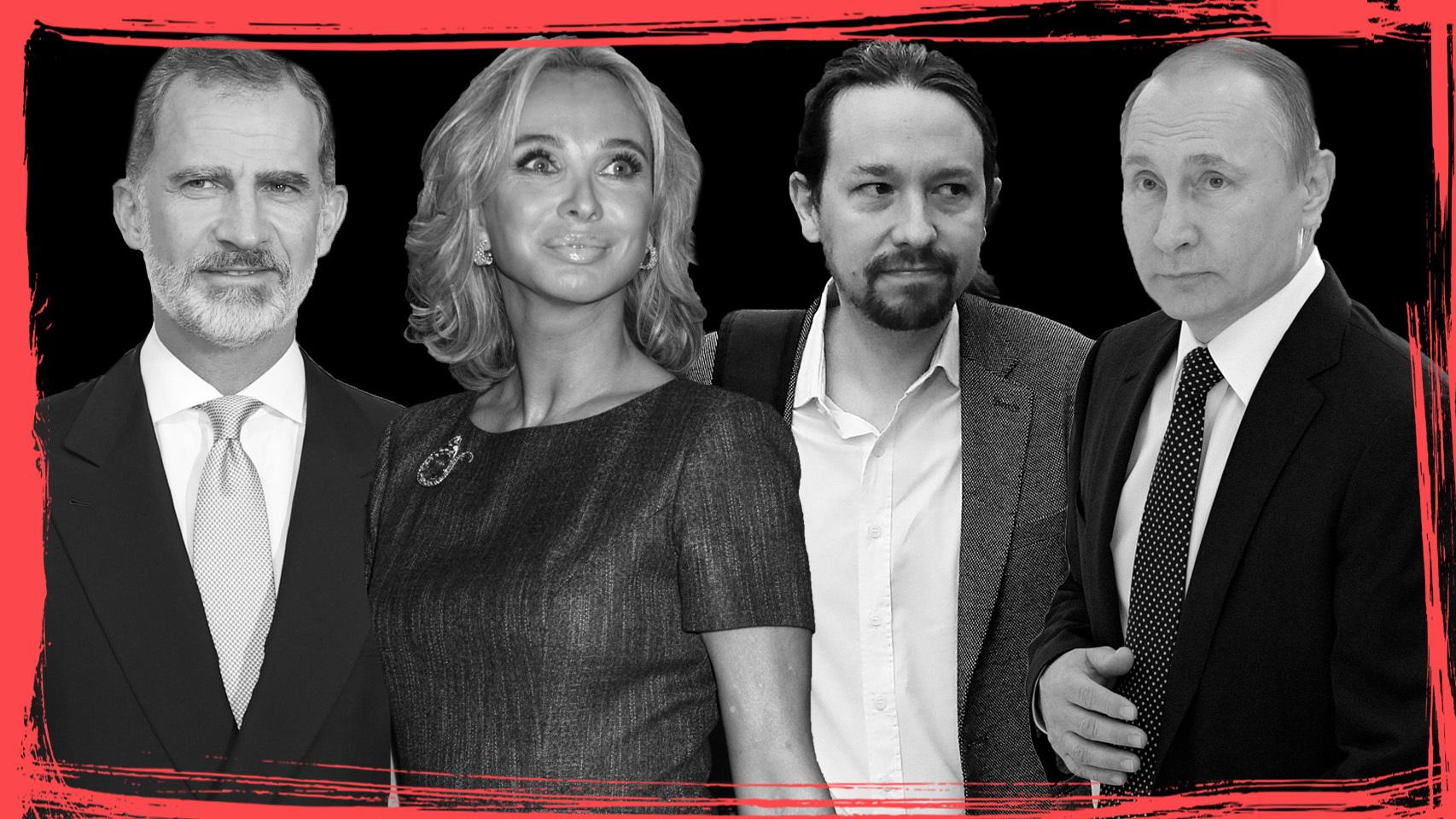 Felipe VI, Corinna Larsen, Pablo Iglesias y Vladimir Putin.