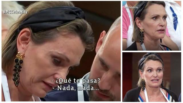 Ainhoa Arteta en tres momentos de la noche en 'MasterChef Celebrity'.