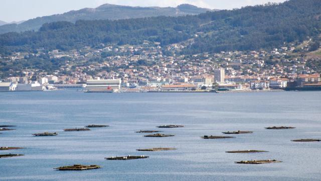 Ría de Pontevedra con Marín al fondo.