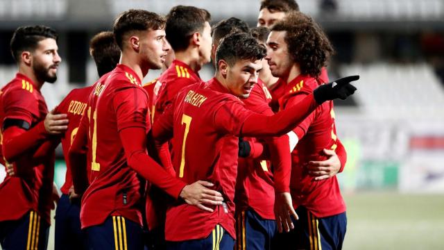 Brahim celebra un gol con la Selección Española Sub21