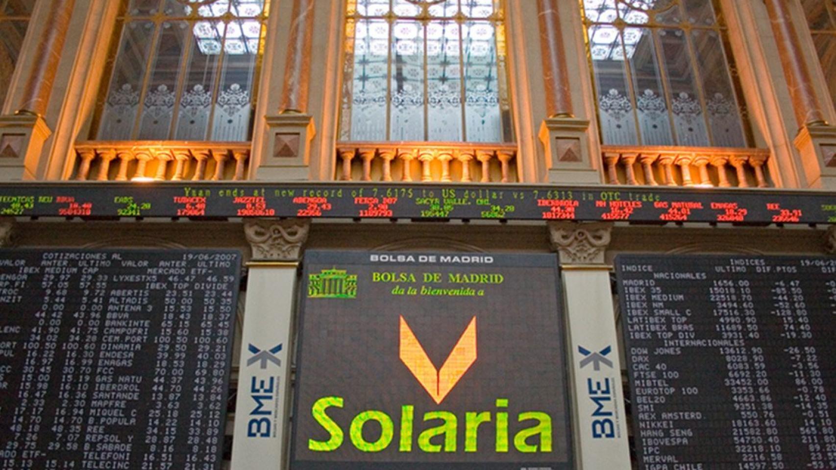 Un panel de cotización con el logotipo de Solaria.