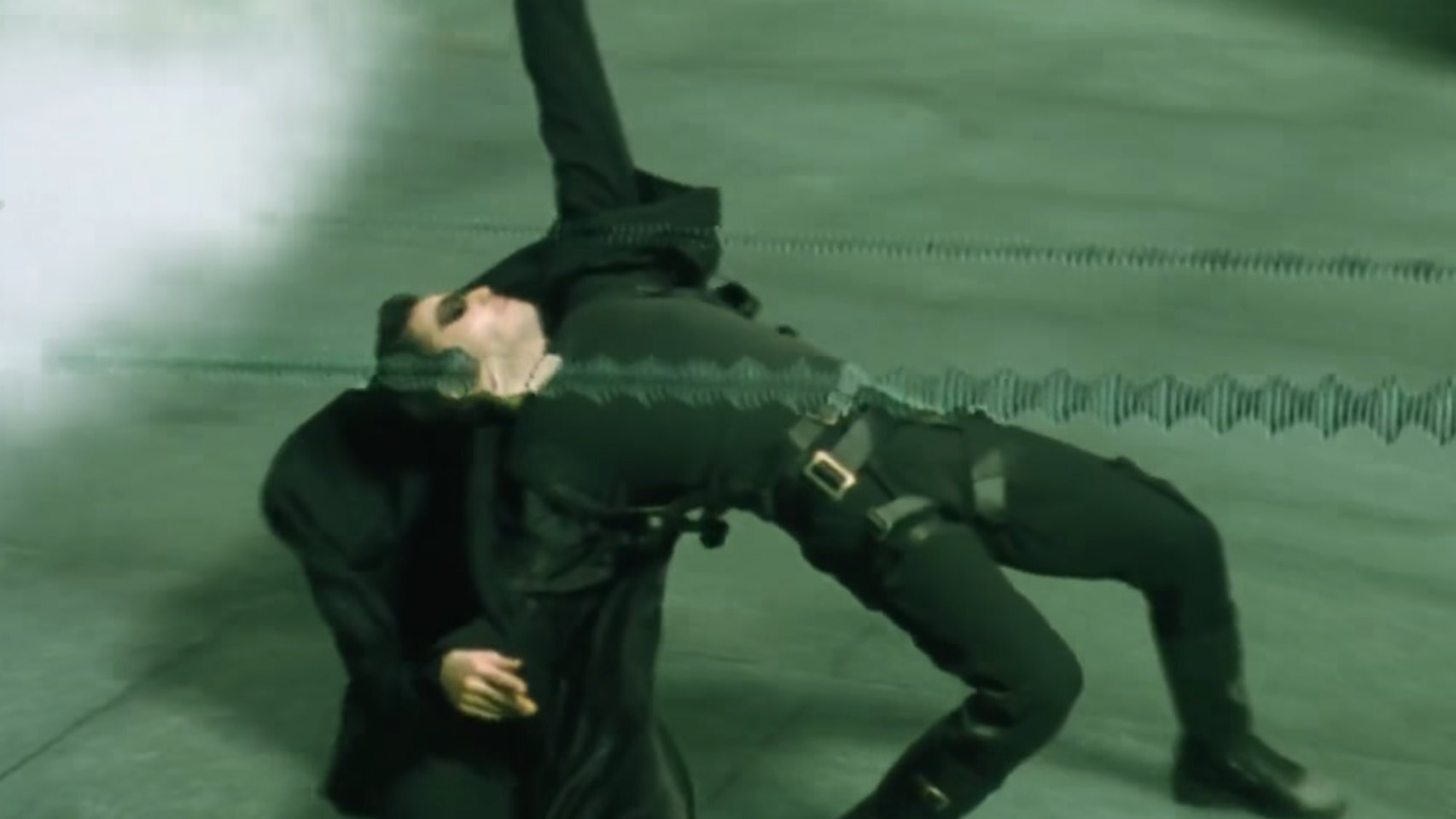 Escena de tiempo bala en The Matrix