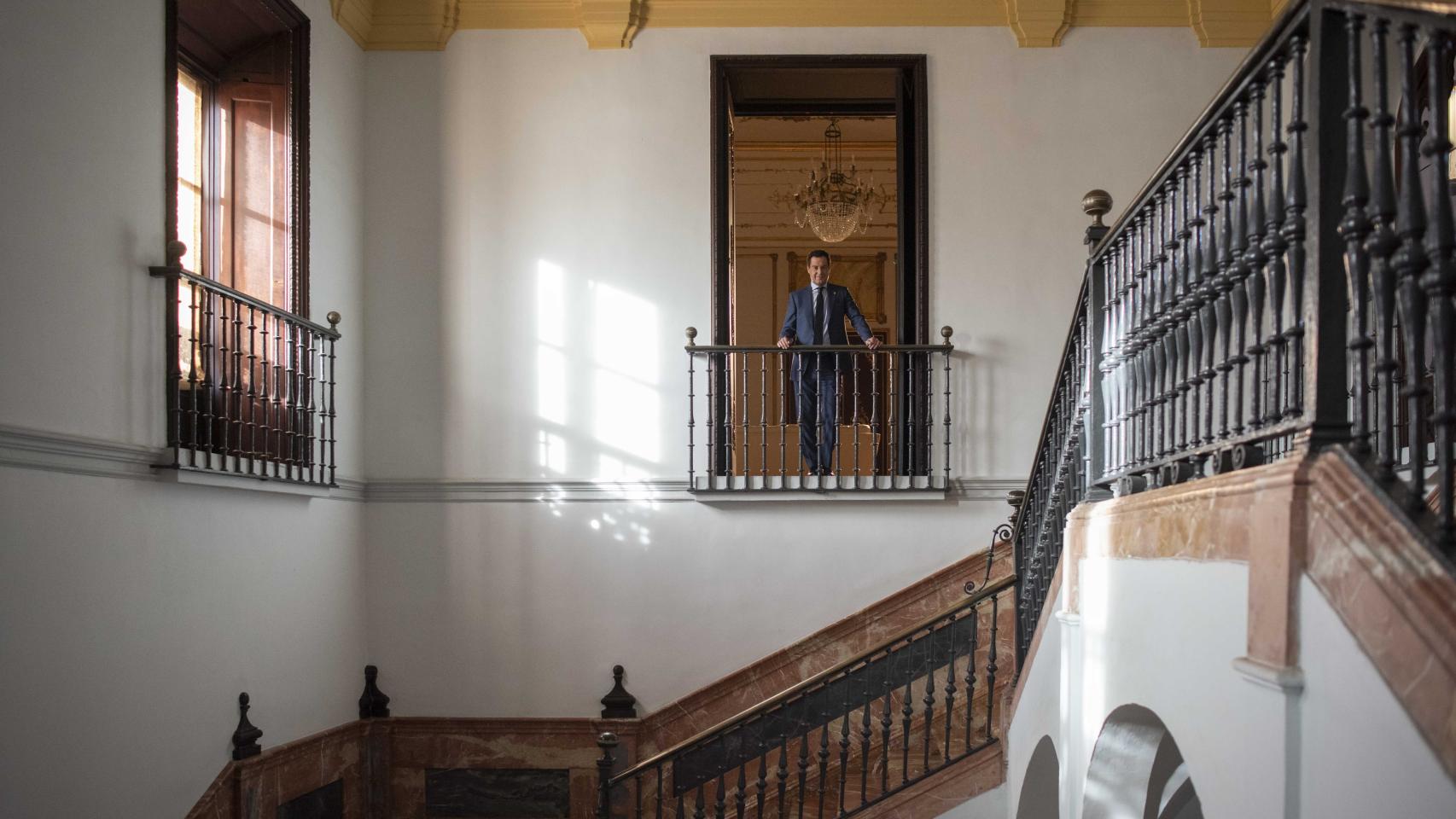 El presidente de la Junta de Andalucía, Juanma Moreno, en el Palacio de San Telmo.