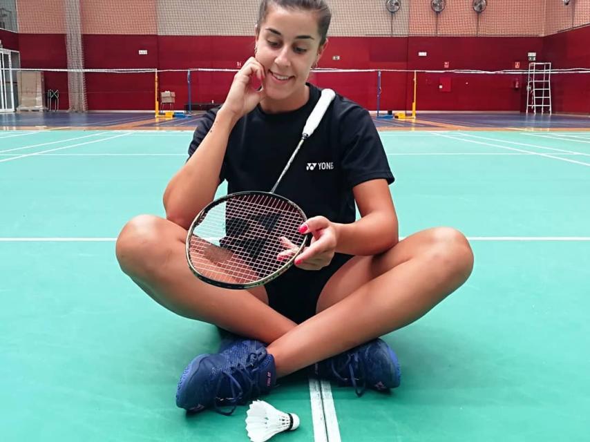 Carolina Marín tras una sesión de entrenamiento