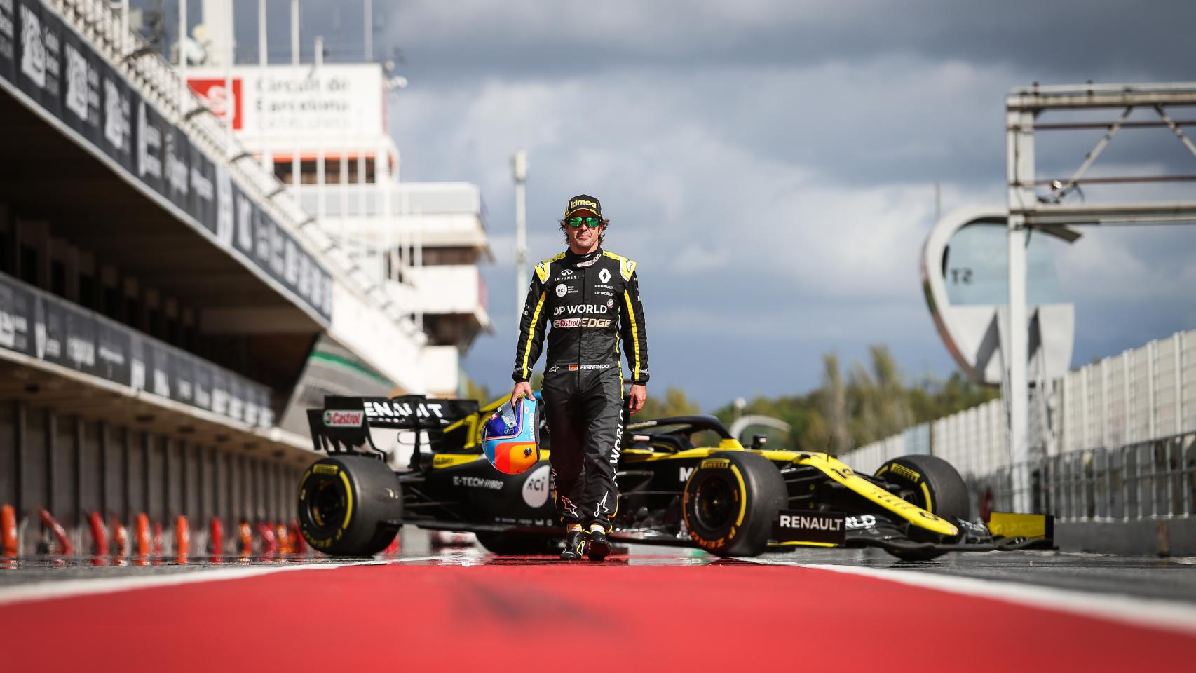 Fernando Alonso, en su primer test con Renault F1