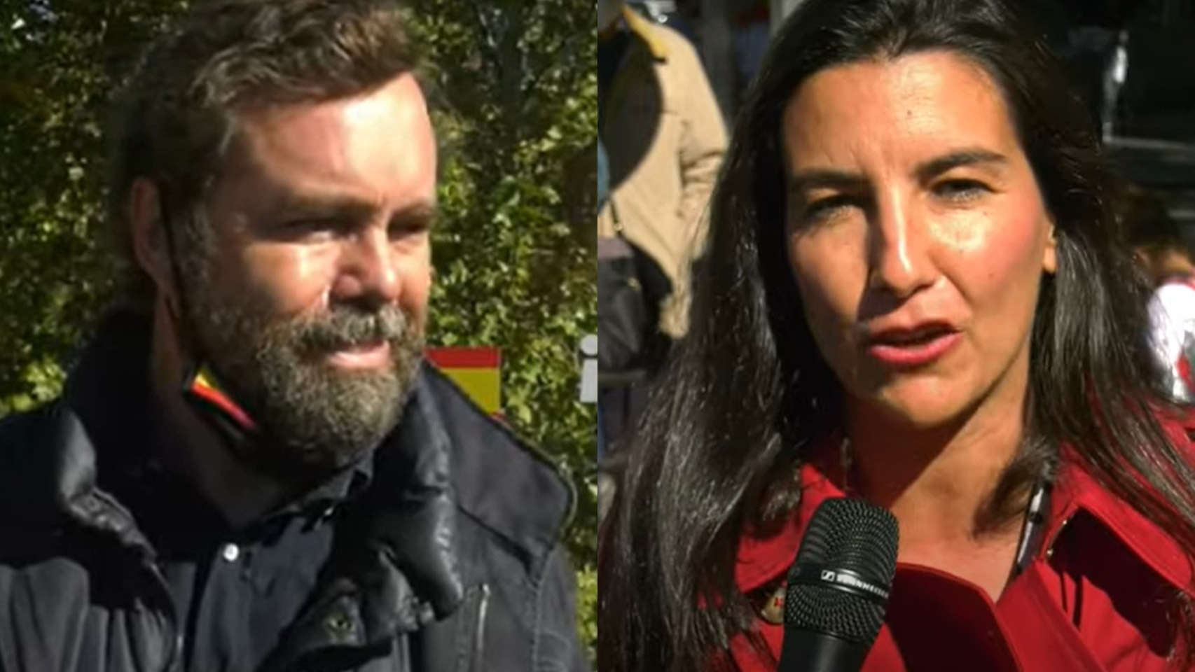 Iván Espinosa y Roció Monasterio, en la manifestación convocada por Vox este lunes.