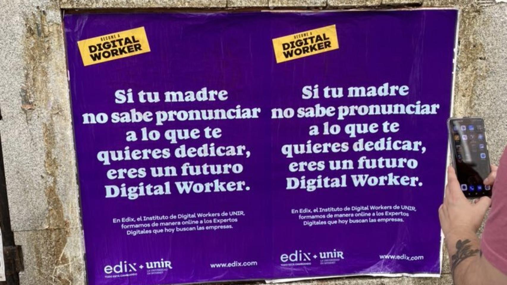 Imagen del cartel de publicidad de la UNIR.