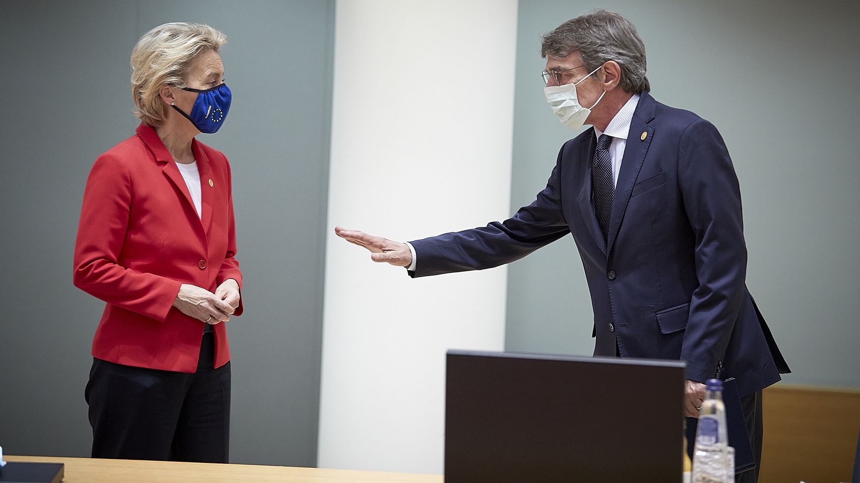 Ursula von der Leyen y David Sassoli, durante la última cumbre de la UE