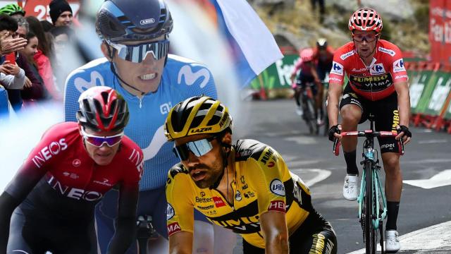 Primoz Roglic (derecha), junto a Chris Froome, Enric Mas y Tom Dumoulin en un fotomontaje