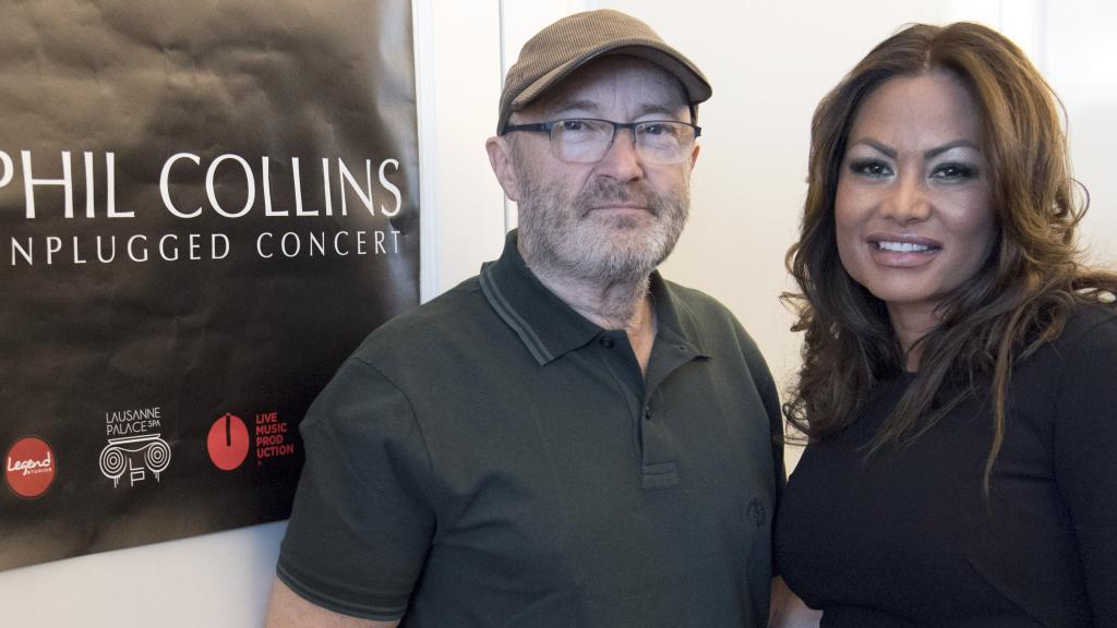 Phil Collins y su expareja, Orianna Cevey en mayo de 2016.