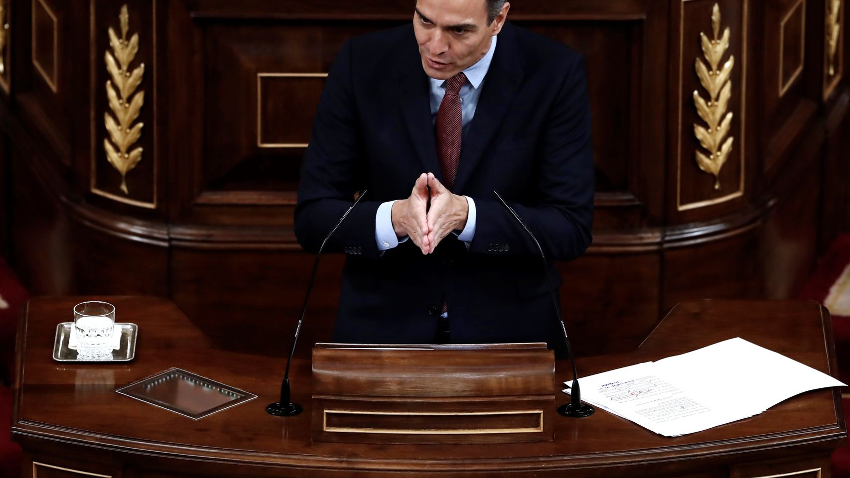 Pedro Sánchez, presidente del Gobierno, durante la moción de censura.