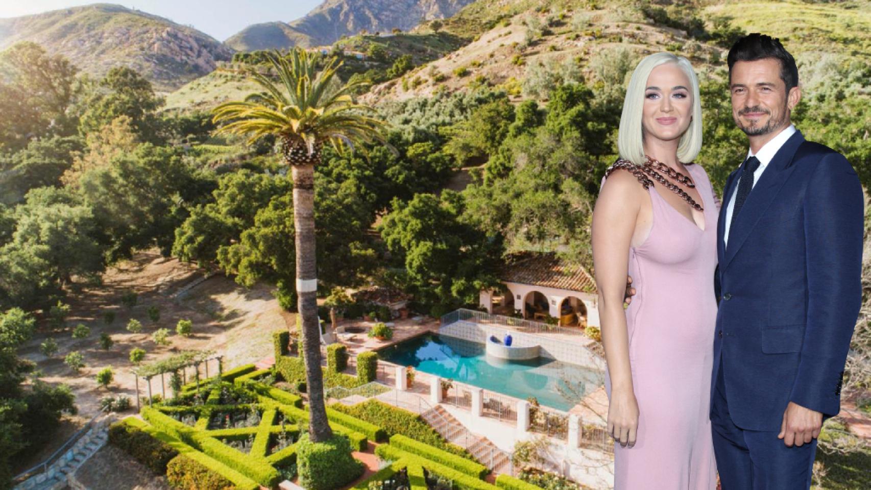 Katy Perry y Orlando Bloom, junto a su nueva casa, en un fotomontaje de JALEOS.
