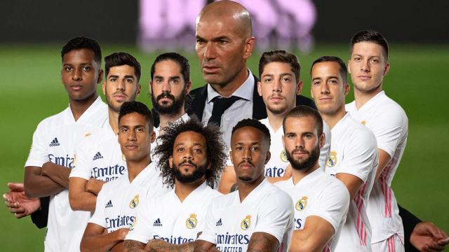 Rodrygo Goes, Marco Asensio, Raphael Varane, Isco Alarcón, Marcelo, Zinedine Zidane, Eder Militao, Fede Valverde, Nacho Fernández, Lucas Vázquez y Luka Jovic