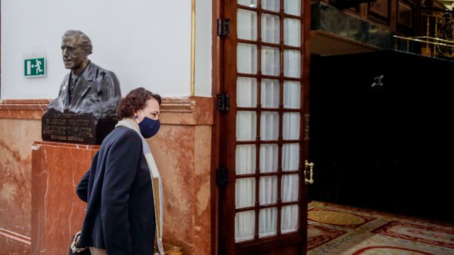 Magdalena Valerio, presidenta del Pacto de Toledo, entranda en el Pleno del Congreso.