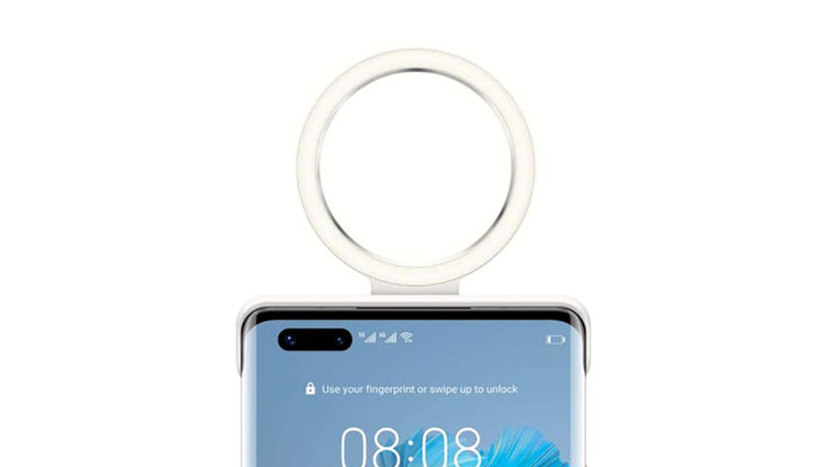 Funda de huawei con anillo de luz integrado.