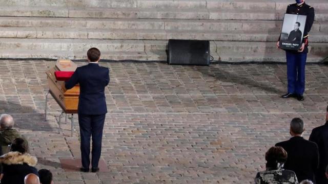 Macron en el homenaje a Samuel Paty.