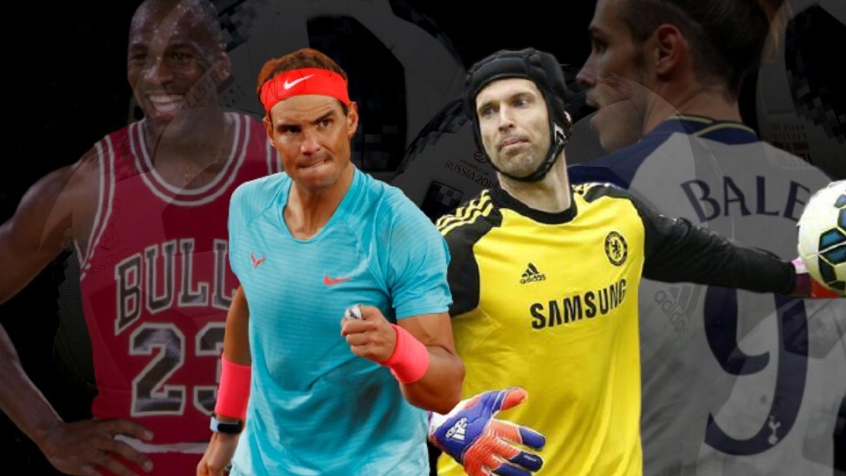 Michael Jordan, Rafa Nadal, Petr Cech y Gareth Bale
