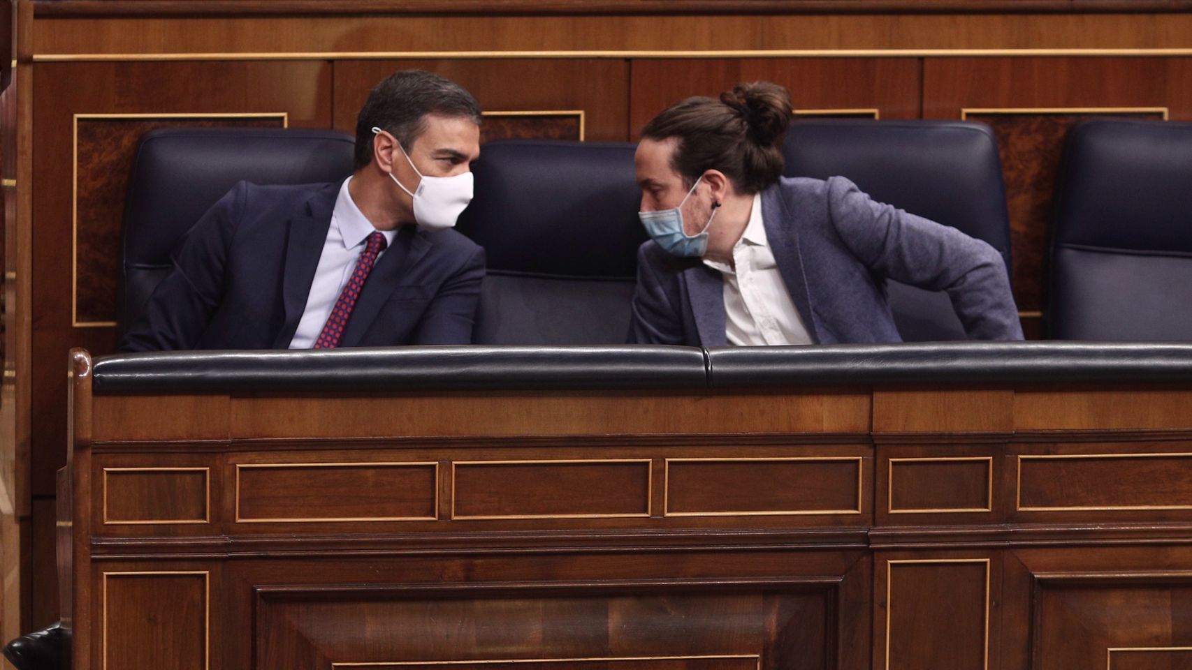 Pedro Sánchez y Pablo Iglesias, en el Congreso.