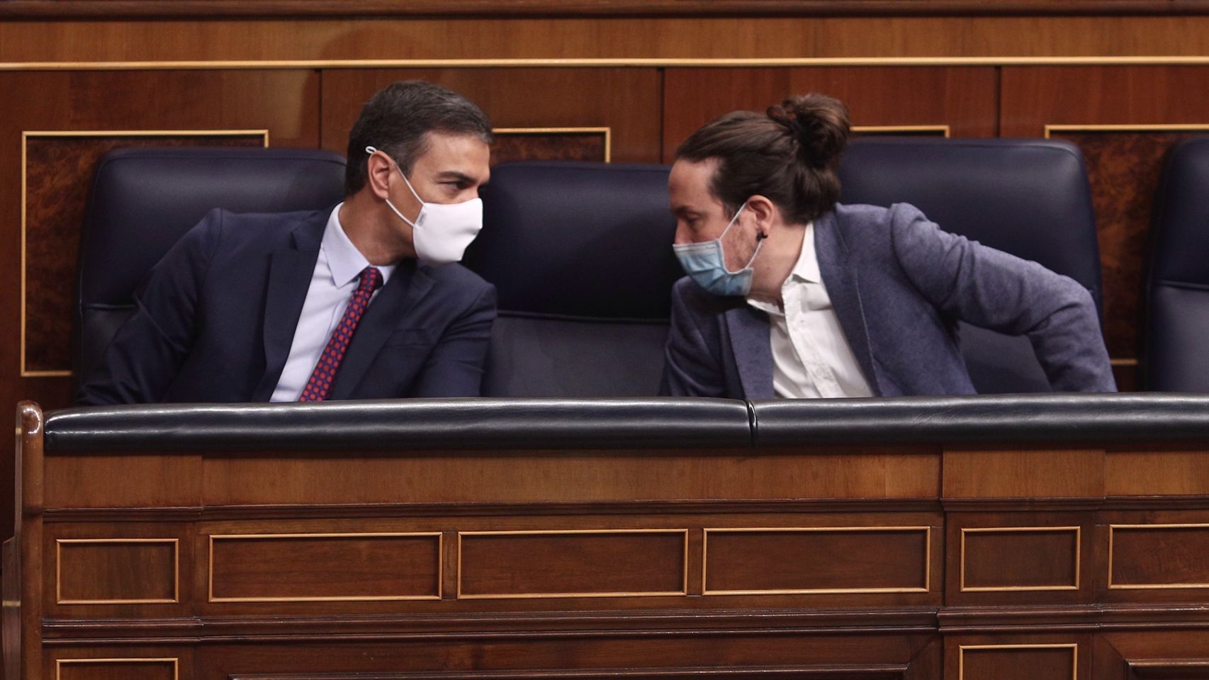 Pedro Sánchez y Pablo Iglesias, en el Congreso.