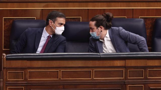 Pedro Sánchez y Pablo Iglesias, en el Congreso.