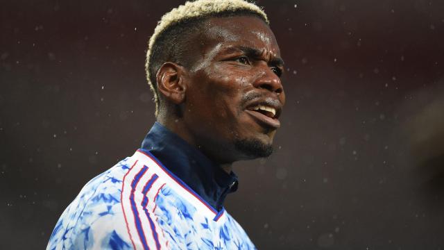Paul Pogba, durante un calentamiento del Manchester United