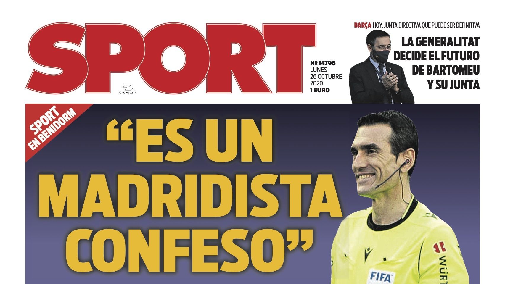 La portada del diario SPORT (26/10/2020)