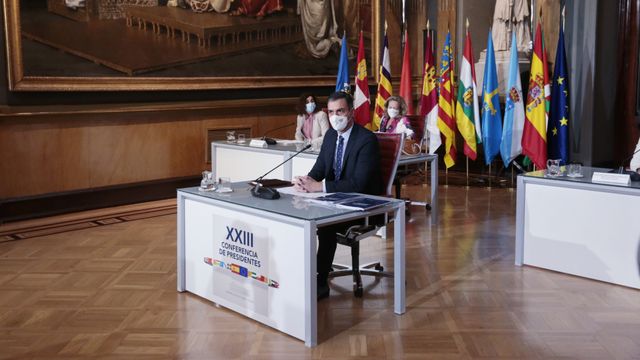 Pedro Sánchez, presidente del Gobierno, durante una de las conferencias de Presidentes.