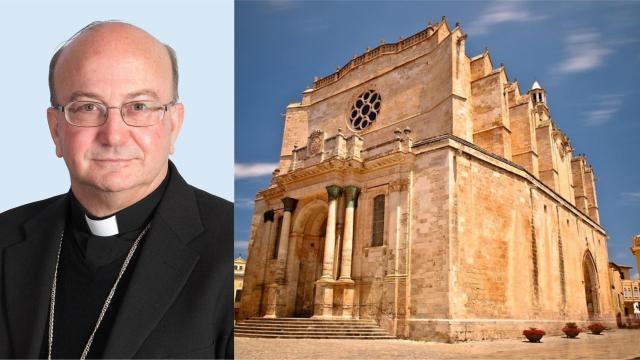 El obispo de Menorca y una imagen del Obispado.
