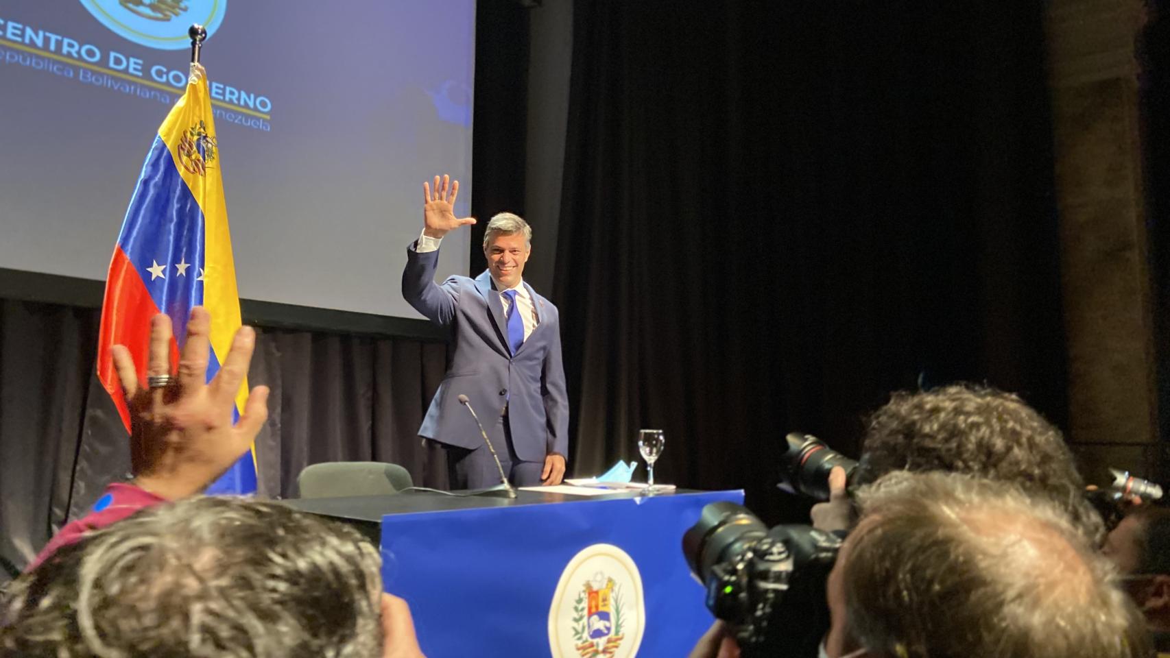El opositor venezolano Leopoldo López durante su acto en Madrid.