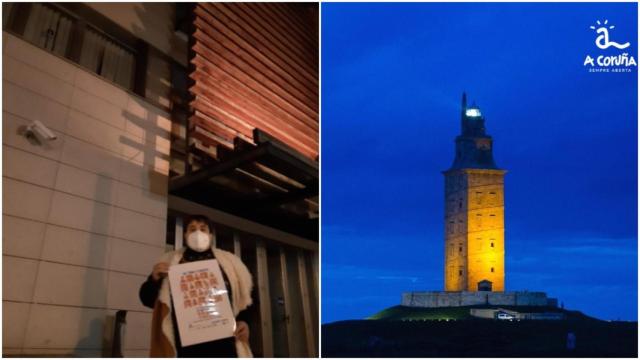 Los monumentos coruñeses se tiñen de naranja por el Día Nacional del TDAH