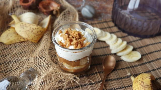 Tarta de plátano y dulce de leche, un banoffee individual