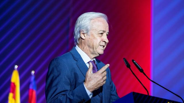 Carlos Tusquets en una rueda de prensa del FC Barcelona.