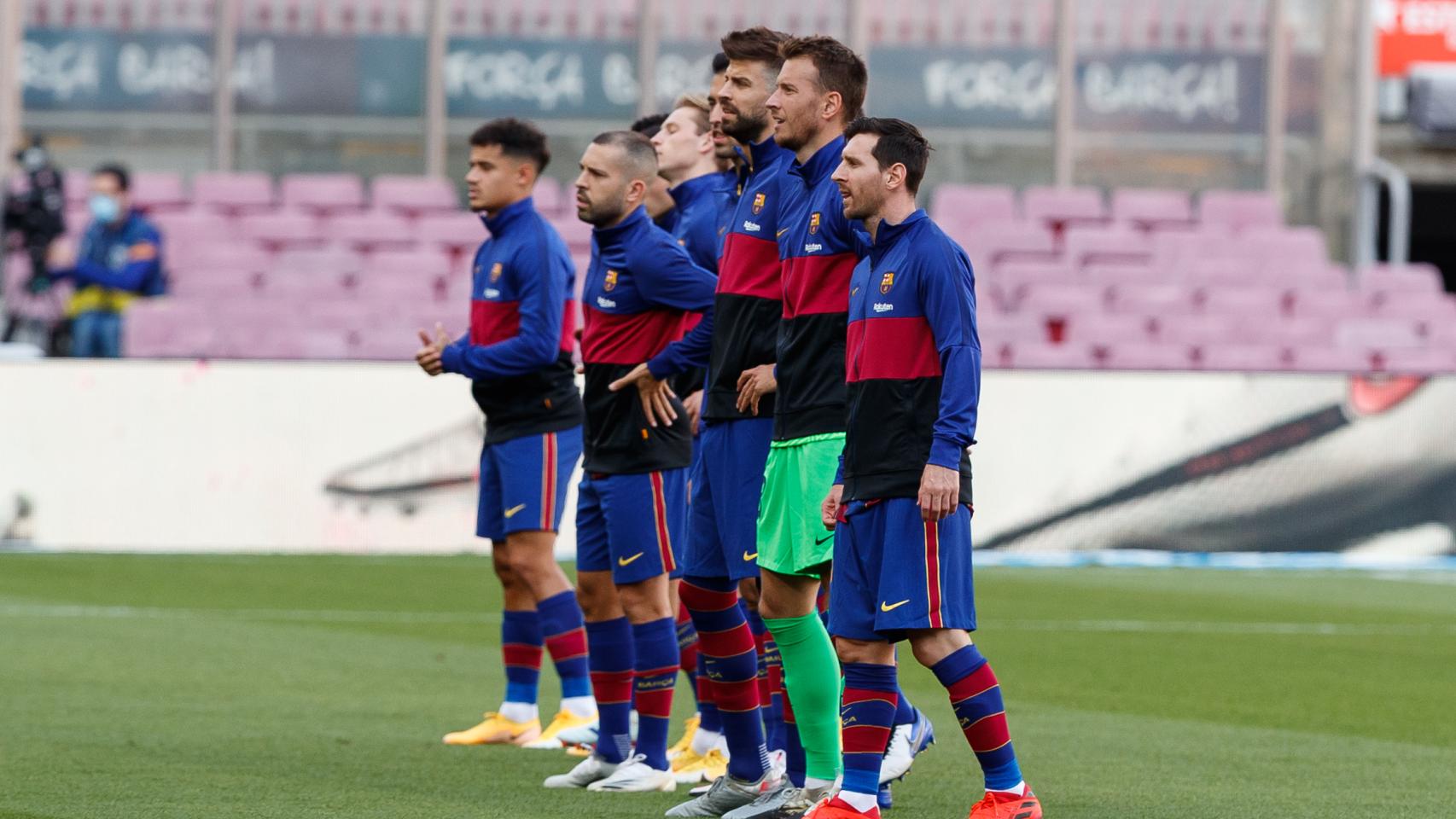 Los jugadores del FC Barcelona posando antes de un partido de La Liga