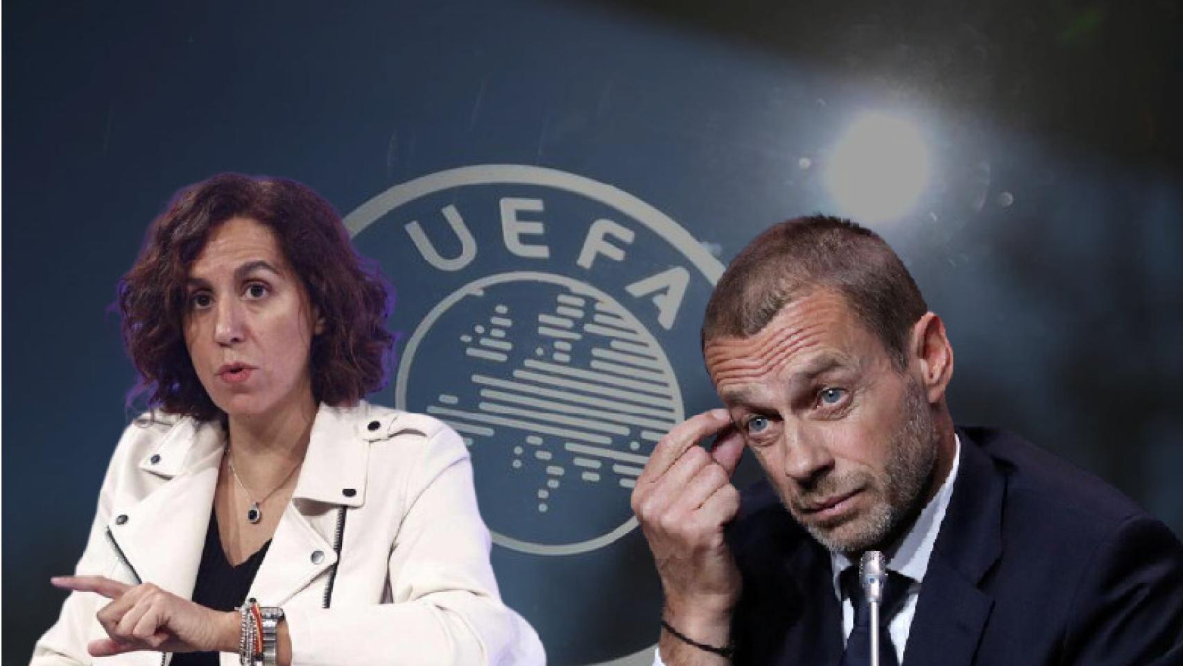 Irene Lozano, presidenta del CSD; Aleksander Ceferin, presidente de la UEFA
