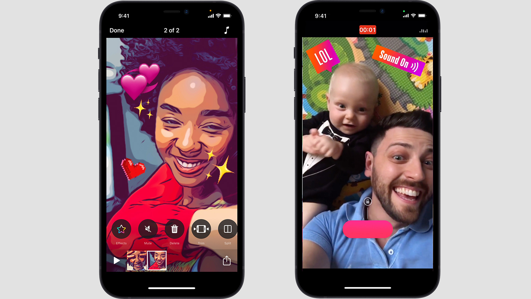 Modo vertical de Clips.