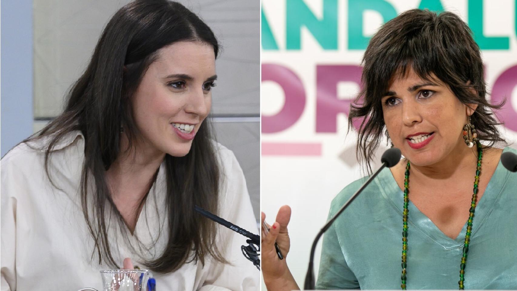 Irene Montero, ministra de Igualdad, y Teresa Rodríguez, líder de Adelante Andalucía.
