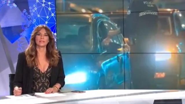 Mariló Montero en el plató del informativo que presenta en Canal Sur.