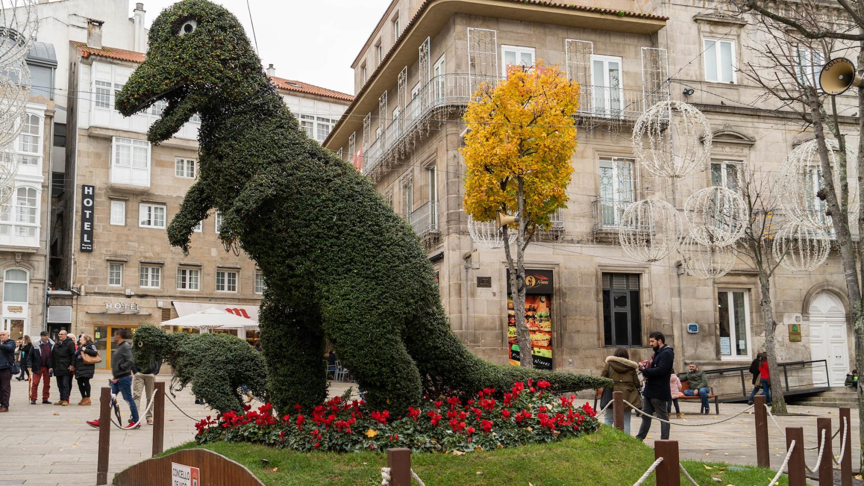 El Dinoseto en la Puerta del Sol de Vigo.