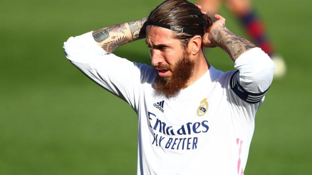 Sergio Ramos, en el Di Stéfano durante el Real Madrid - Huesca de La Liga