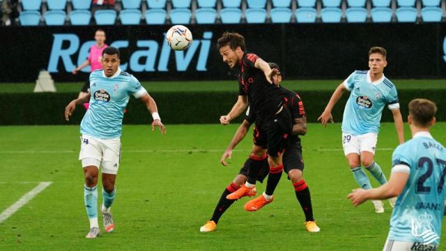 David Silva anota su primer gol con la Real en su regreso a Balaídos 15 años después.