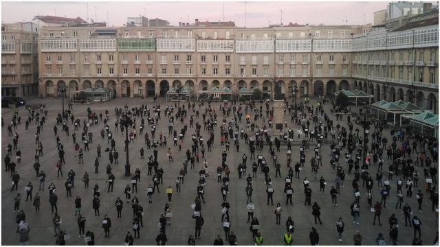 Protesta de los hosteleros en A Coruña.