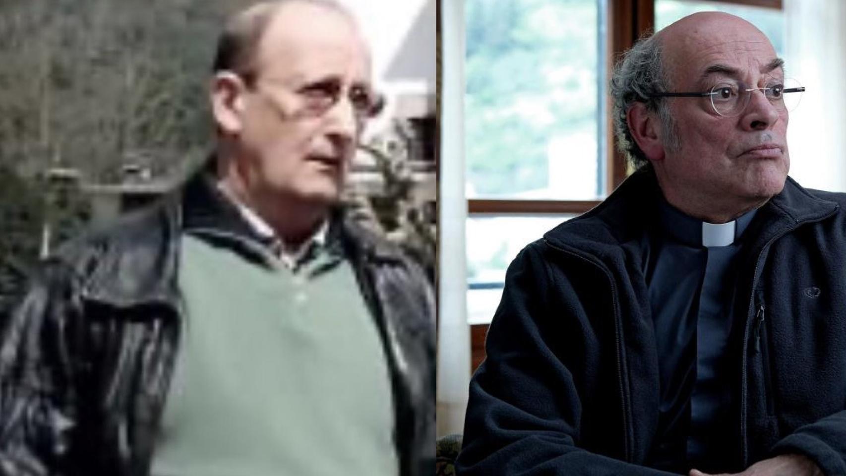 A la izquierda, Mikel Azpeitia; a la derecha, el actor que representa a Don Serapio en Patria.