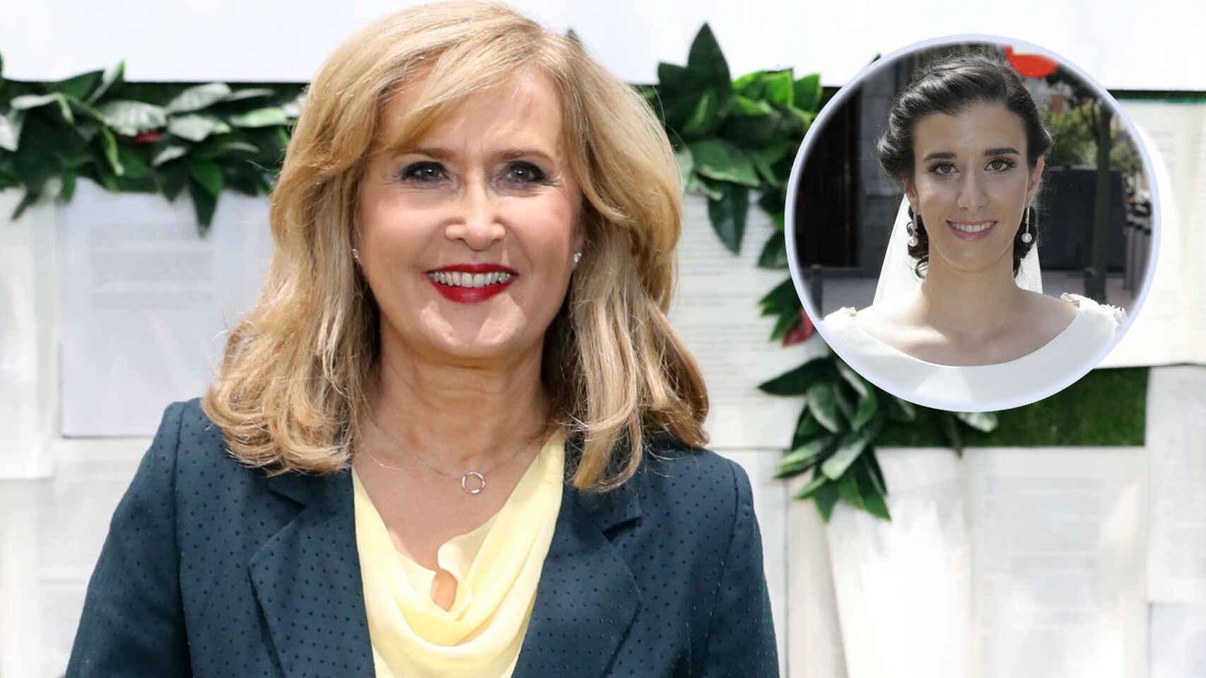 Nieves Herrero junto a su hija Blanca Moreno Herrero el día de su boda en 2017 en montaje de JALEOS.